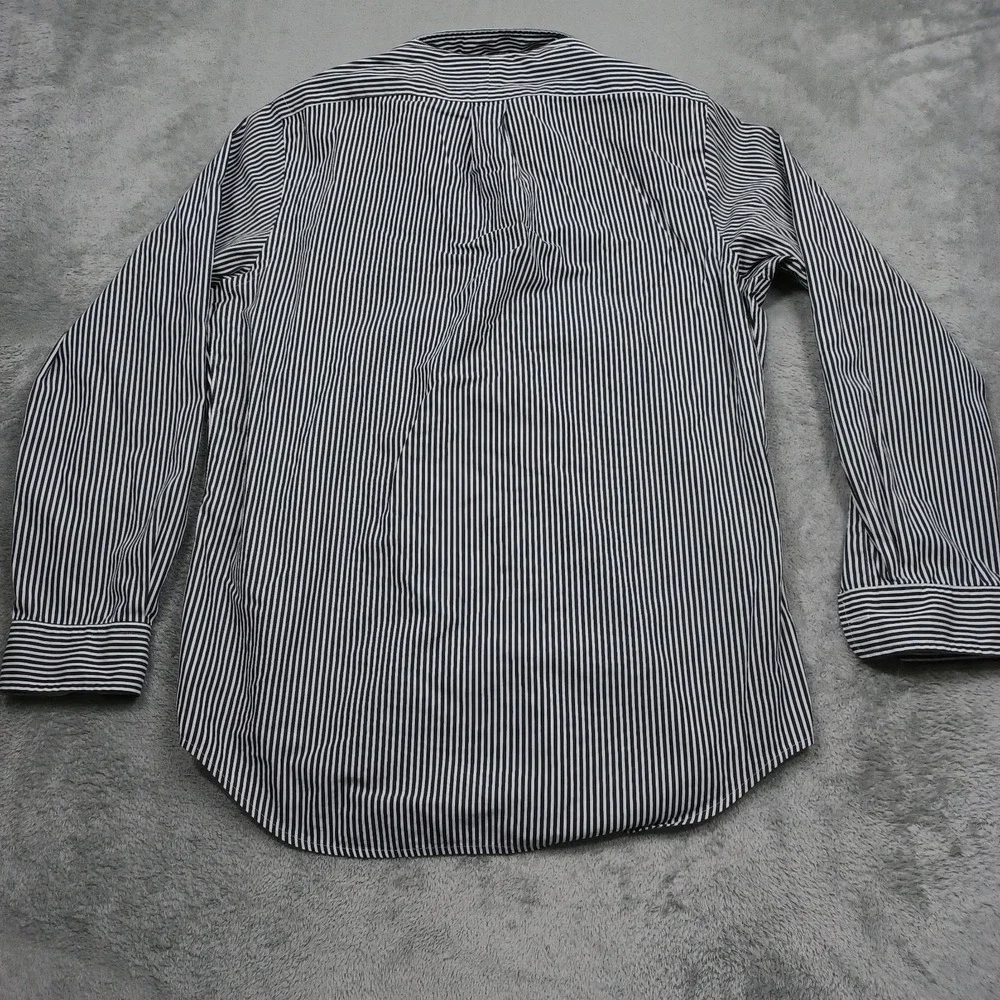 Ralph Lauren Shirt Mens Medium Black Striped Classic Fit Cotton Long Sleeve